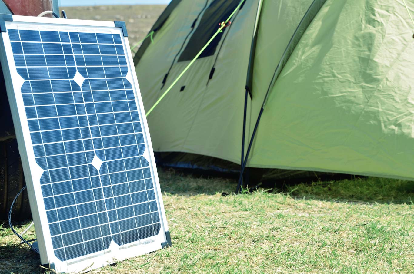 Solar panel and a camping tent