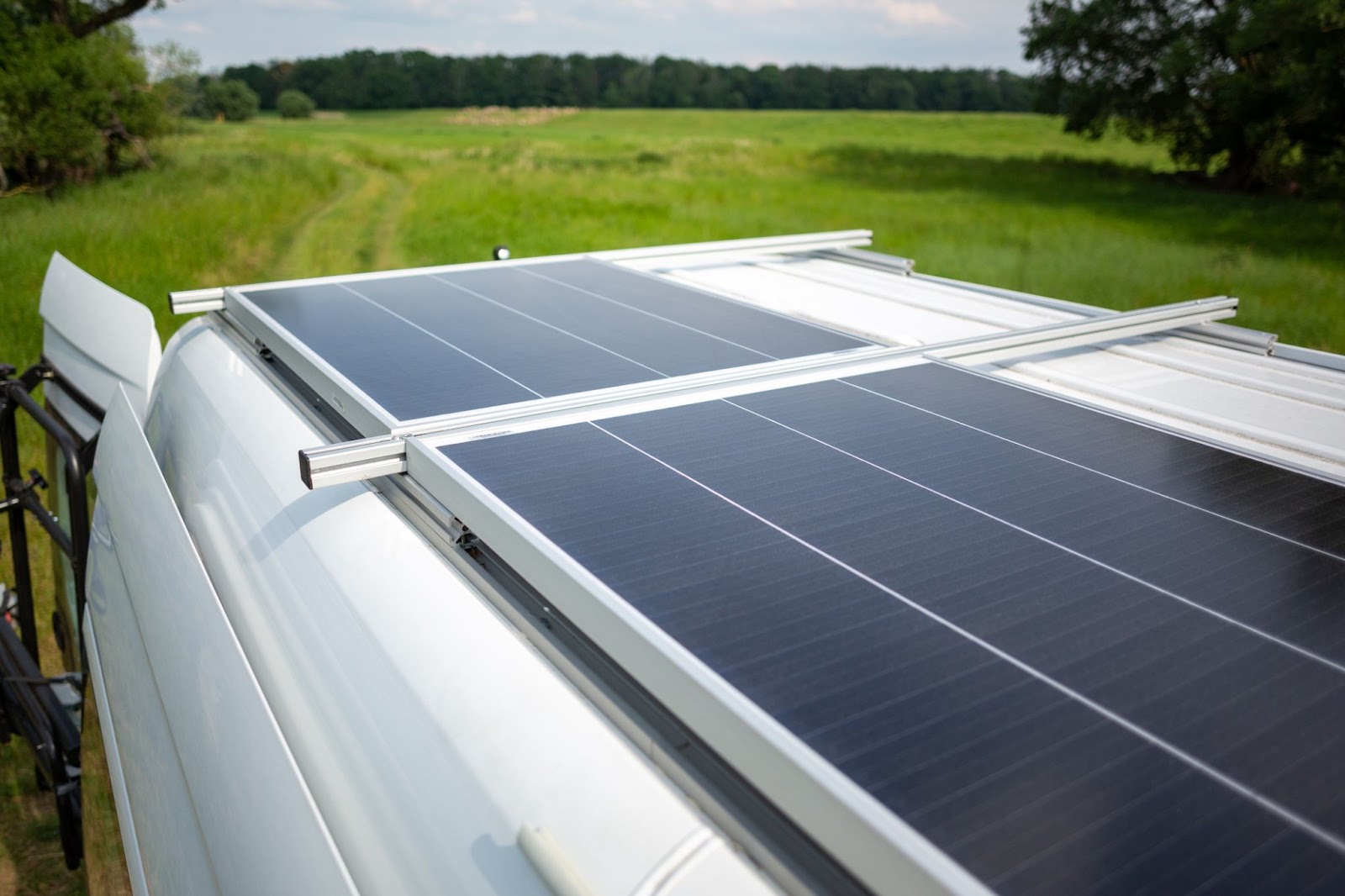 Solar panels on RV roof