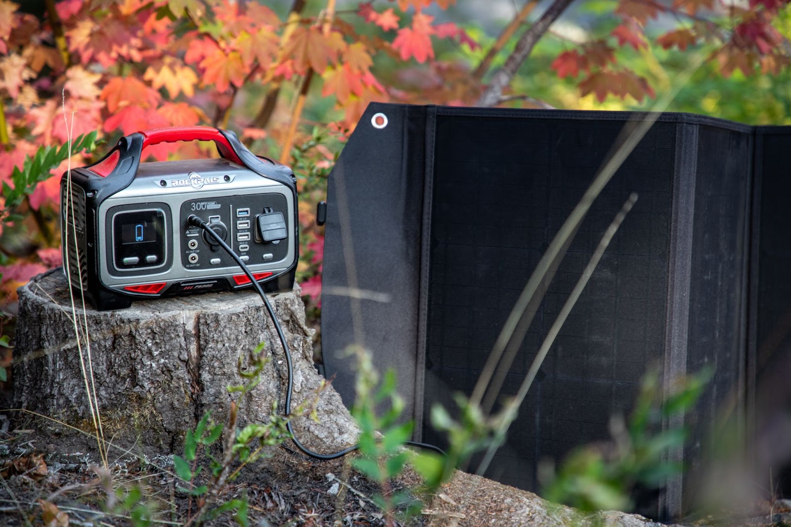 Power bank and radio outdoors