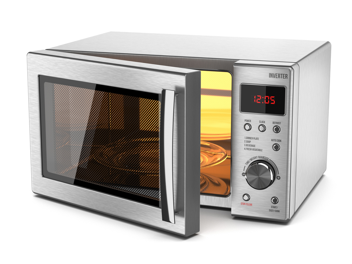 Catalog photo of stainless steel microwave oven